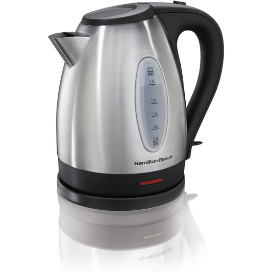 Hamilton Beach 1.7-Liter Stainless Steel Electric Kettle, Black Accents, Model 40880